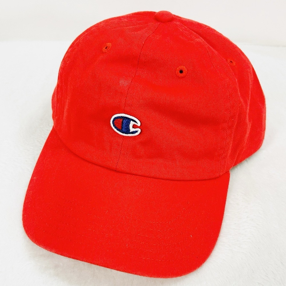 Champion Small Logo Dad Hat Cap Adjustable Strapback Red Outdoors‎ Casual Work